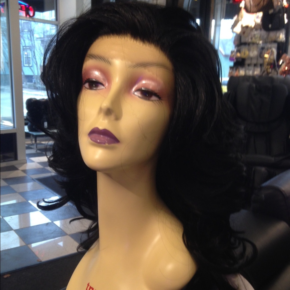 All colors #Lacefront ##Wig black curled waved
